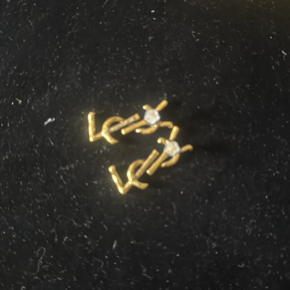 Yves Saint Laurent antique  Gold tone YSL Monogram Stud Earrings - Picture 4 of 4